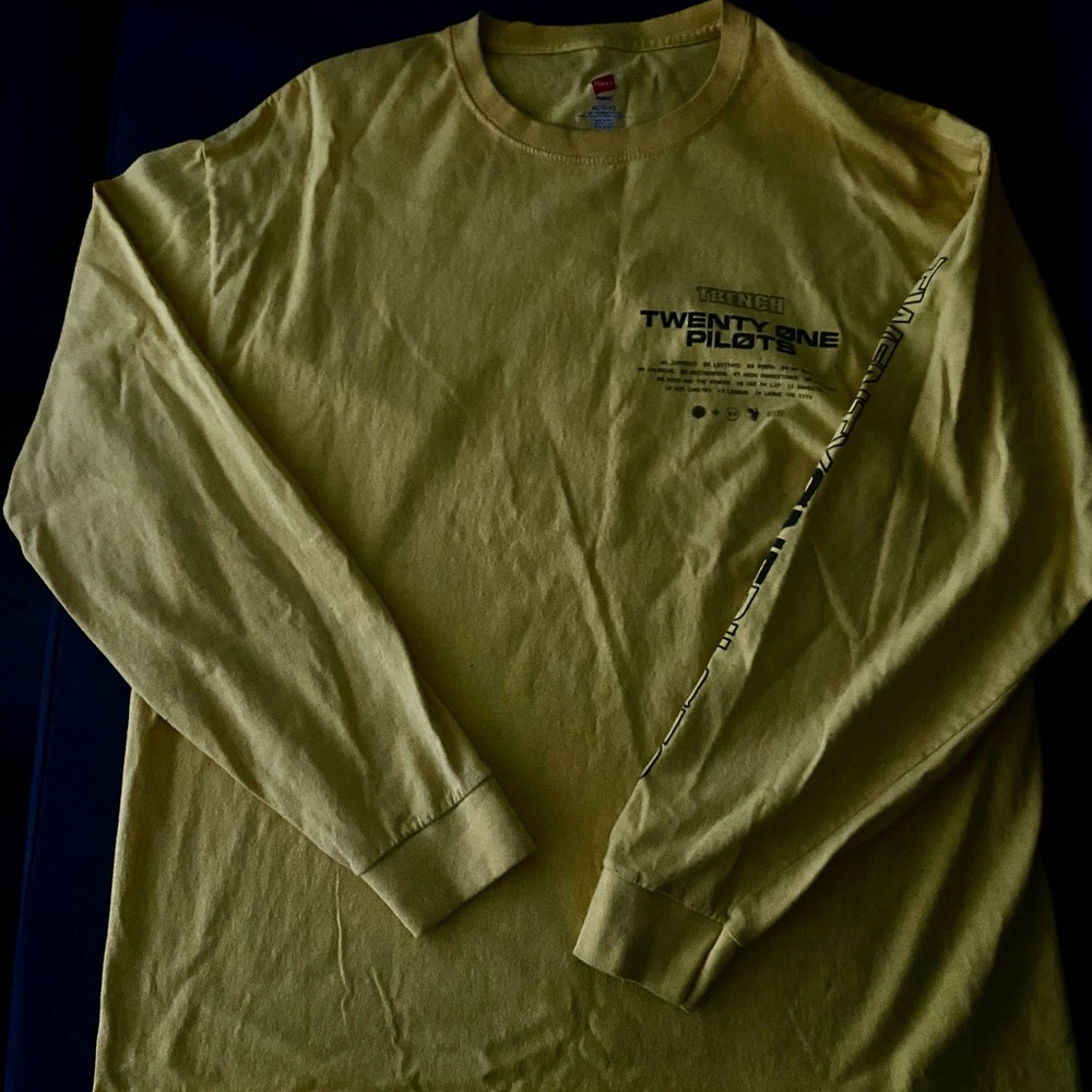 Twenty One Pilots yellow long sleeved concert shirt